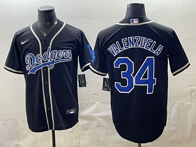 2026 Men Nike Los Angeles Dodgers #34 Valenzuela Black Game MLB Jersey 001